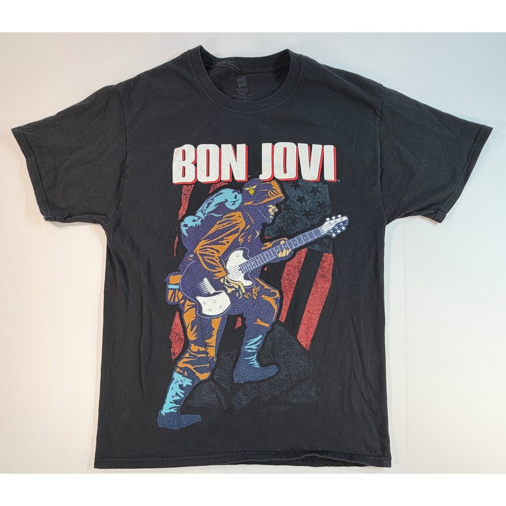 Bon Jovi 2013 Because We Can North America Tour T-Shirt Mens Medium Black Hanes